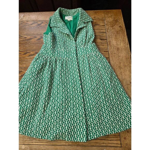 Pomander Place Tuckernuck Green Briar Eyelet Sleeveless Noelle Shirt Dress sz Me - Picture 2 of 5
